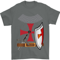 Knights Templar Fancy Dress St Georges Day Mens T-Shirt Cotton Gildan Charcoal