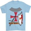 Knights Templar Fancy Dress St Georges Day Mens T-Shirt Cotton Gildan Light Blue