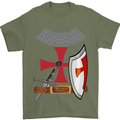 Knights Templar Fancy Dress St Georges Day Mens T-Shirt Cotton Gildan Military Green