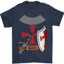 Knights Templar Fancy Dress St Georges Day Mens T-Shirt Cotton Gildan Navy Blue