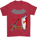 Knights Templar Fancy Dress St Georges Day Mens T-Shirt Cotton Gildan Red