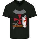 Knights Templar Fancy Dress St Georges Day Mens V-Neck Cotton T-Shirt Black
