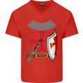 Knights Templar Fancy Dress St Georges Day Mens V-Neck Cotton T-Shirt Red
