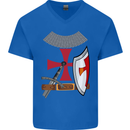 Knights Templar Fancy Dress St Georges Day Mens V-Neck Cotton T-Shirt Royal Blue