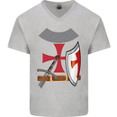 Knights Templar Fancy Dress St Georges Day Mens V-Neck Cotton T-Shirt Sports Grey