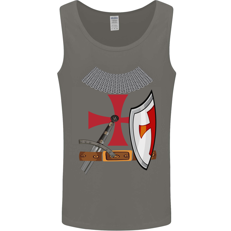 Knights Templar Fancy Dress St Georges Day Mens Vest Tank Top Charcoal