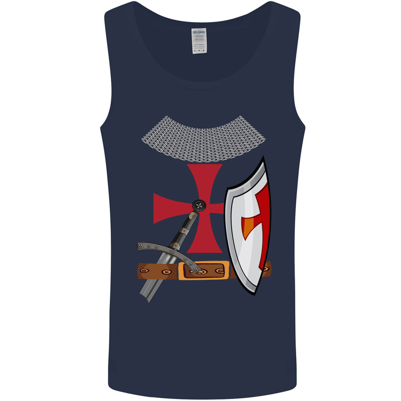 Knights Templar Fancy Dress St Georges Day Mens Vest Tank Top Navy Blue