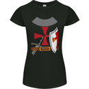 Knights Templar Fancy Dress St Georges Day Womens Petite Cut T-Shirt Black
