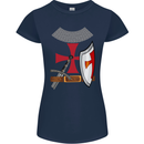 Knights Templar Fancy Dress St Georges Day Womens Petite Cut T-Shirt Navy Blue