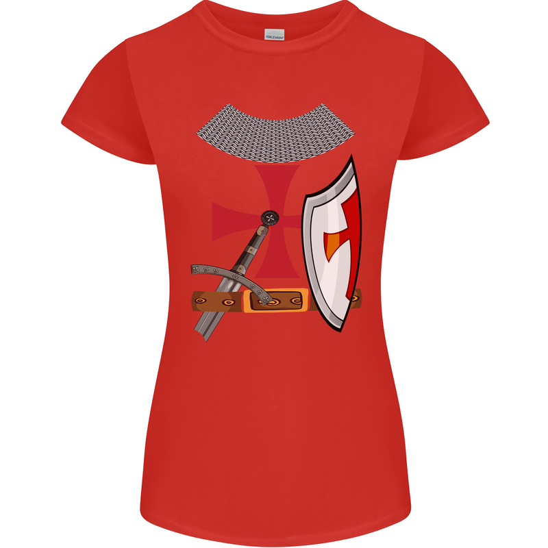 Knights Templar Fancy Dress St Georges Day Womens Petite Cut T-Shirt Red