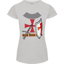 Knights Templar Fancy Dress St Georges Day Womens Petite Cut T-Shirt Sports Grey