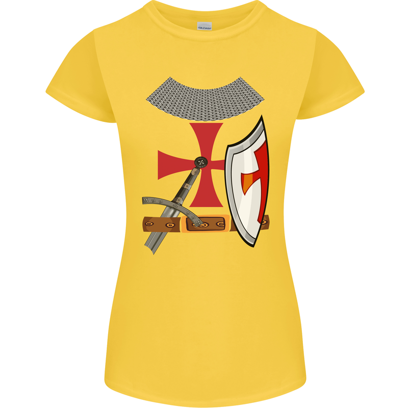 Knights Templar Fancy Dress St Georges Day Womens Petite Cut T-Shirt Yellow