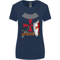 Knights Templar Fancy Dress St Georges Day Womens Wider Cut T-Shirt Navy Blue