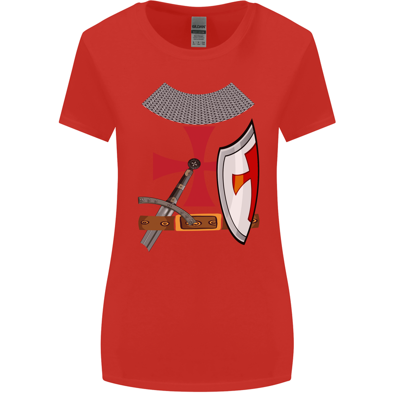 Knights Templar Fancy Dress St Georges Day Womens Wider Cut T-Shirt Red