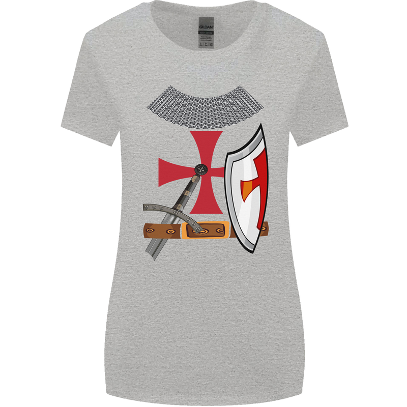 Knights Templar Fancy Dress St Georges Day Womens Wider Cut T-Shirt Sports Grey