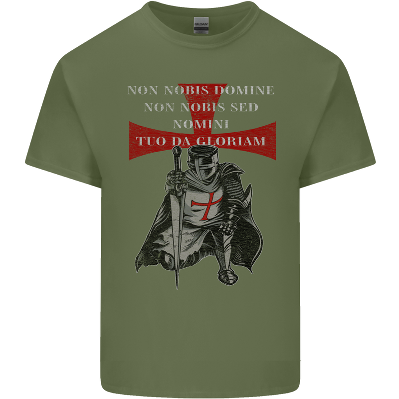Knights Templar Prayer St. George's Day Mens Cotton T-Shirt Tee Top Military Green