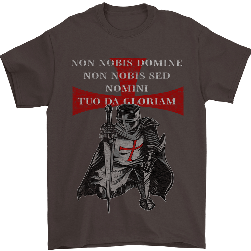 Knights Templar Prayer St. George's Day Mens T-Shirt Cotton Gildan Dark Chocolate
