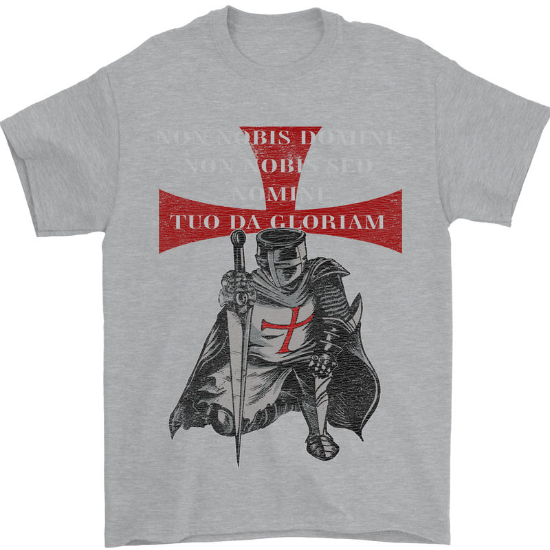 Knights Templar Prayer St. George's Day Mens T-Shirt Cotton Gildan Sports Grey