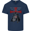 Knights Templar Prayer St. George's Day Mens V-Neck Cotton T-Shirt Navy Blue