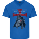 Knights Templar Prayer St. George's Day Mens V-Neck Cotton T-Shirt Royal Blue