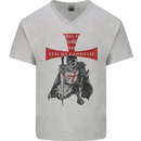 Knights Templar Prayer St. George's Day Mens V-Neck Cotton T-Shirt Sports Grey