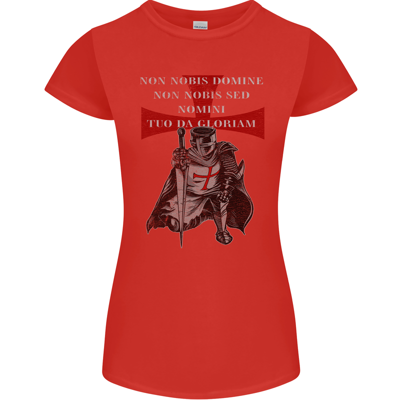 Knights Templar Prayer St. George's Day Womens Petite Cut T-Shirt Red