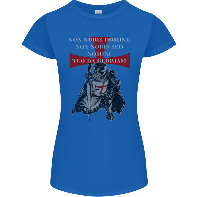 Knights Templar Prayer St. George's Day Womens Petite Cut T-Shirt Royal Blue