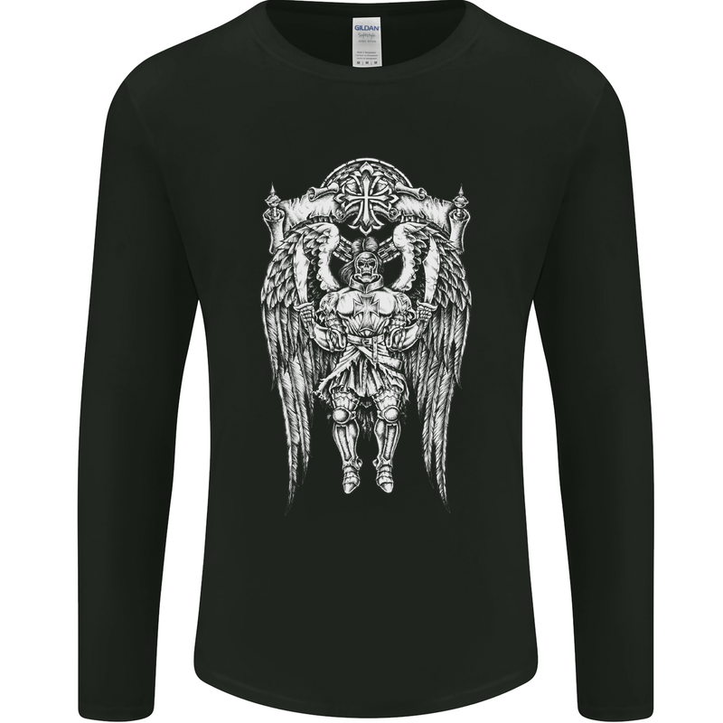 Knights Templar Skull Roman Warrior MMA Gym Mens Long Sleeve T-Shirt Black