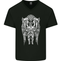 Knights Templar Skull Roman Warrior MMA Gym Mens V-Neck Cotton T-Shirt Black