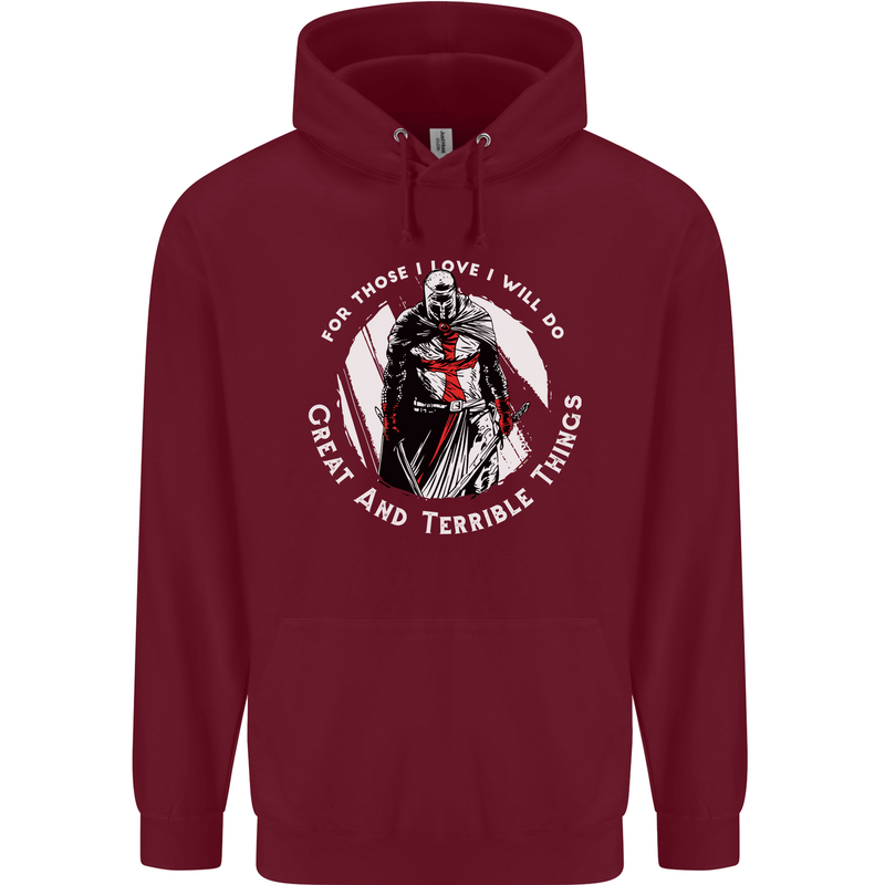 Knights Templar St. George's Father's Day Childrens Kids Hoodie Maroon