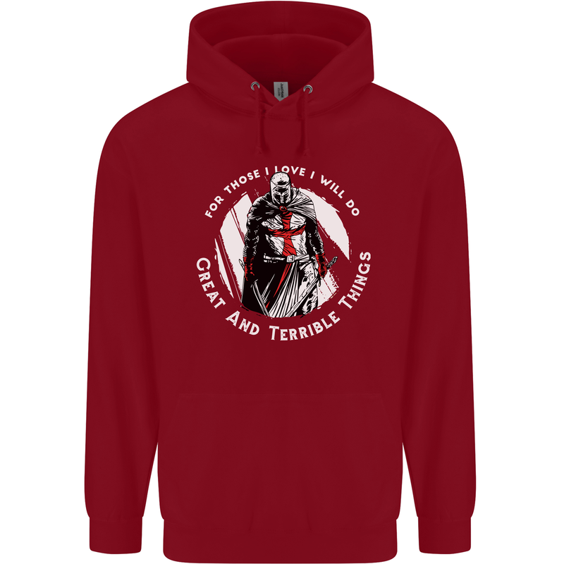Knights Templar St. George's Father's Day Childrens Kids Hoodie Red