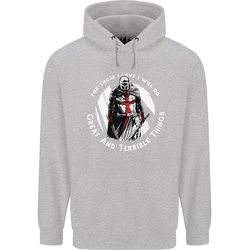 Knights Templar St. George's Father's Day Childrens Kids Hoodie Sports Grey