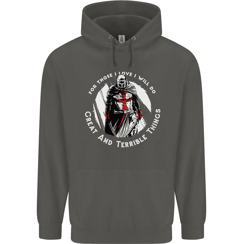 Knights Templar St. George's Father's Day Childrens Kids Hoodie Storm Grey