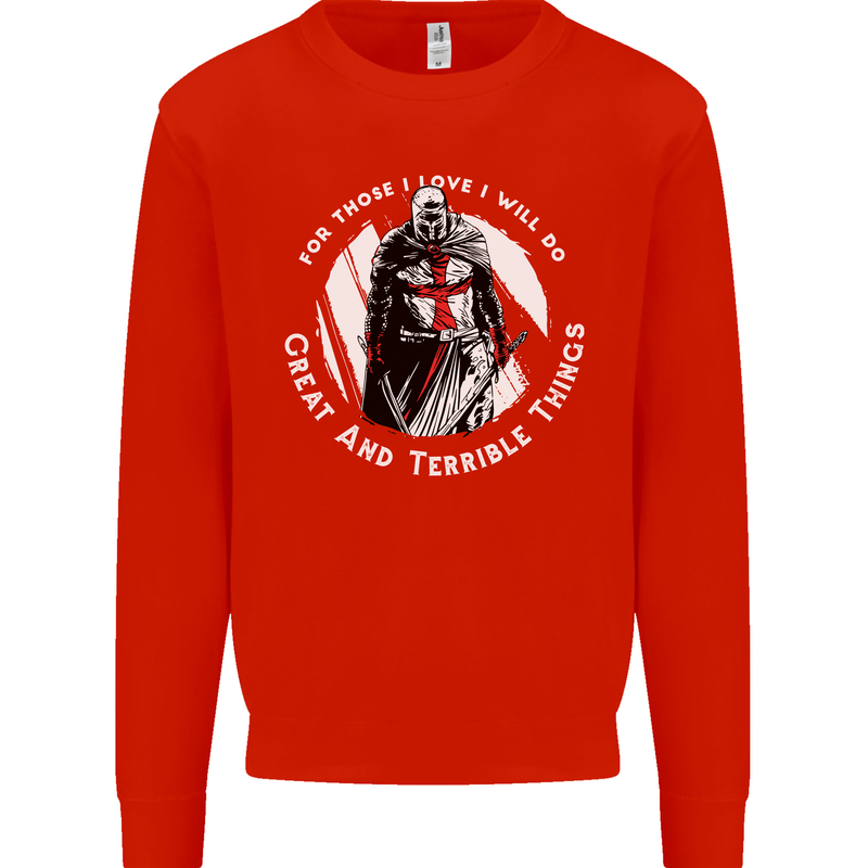 Knights Templar St. George's Father's Day Kids Sweatshirt Jumper Bright Red