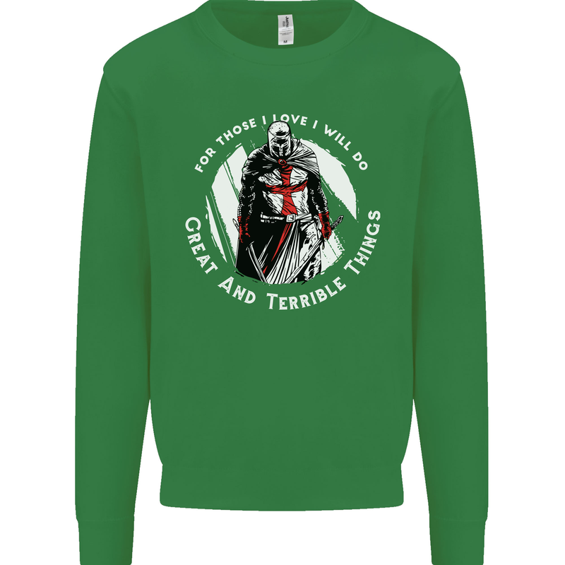 Knights Templar St. George's Father's Day Kids Sweatshirt Jumper Irish Green