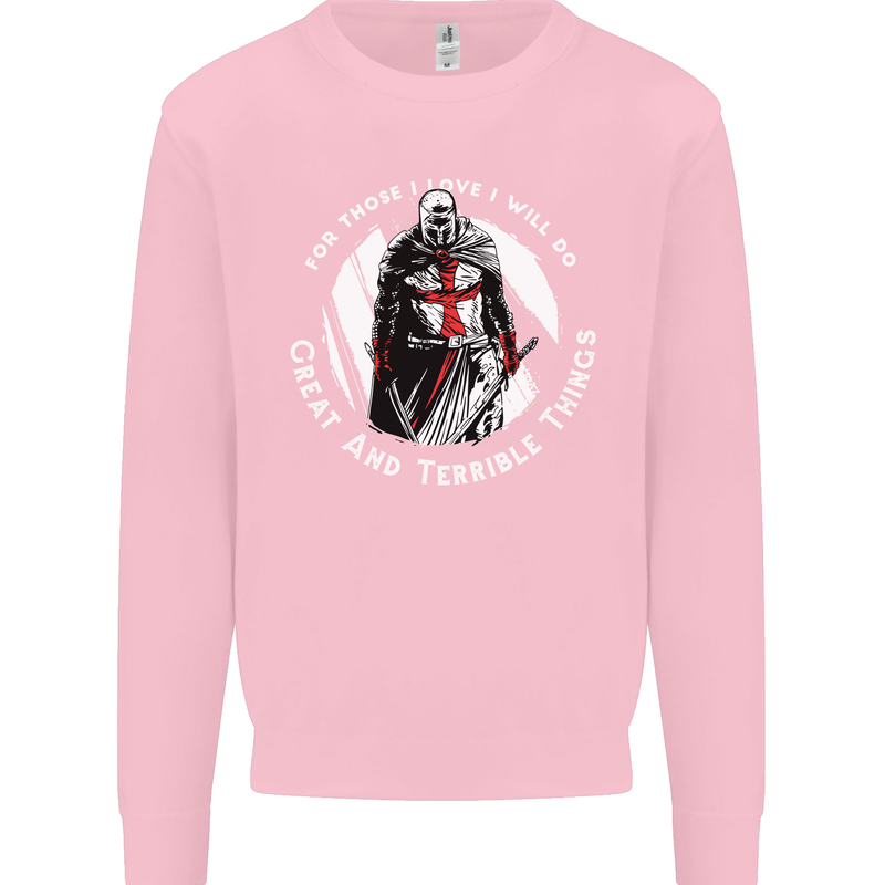Knights Templar St. George's Father's Day Kids Sweatshirt Jumper Light Pink
