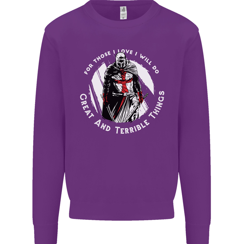 Knights Templar St. George's Father's Day Kids Sweatshirt Jumper Purple