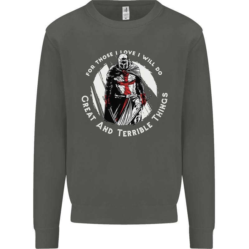Knights Templar St. George's Father's Day Kids Sweatshirt Jumper Storm Grey