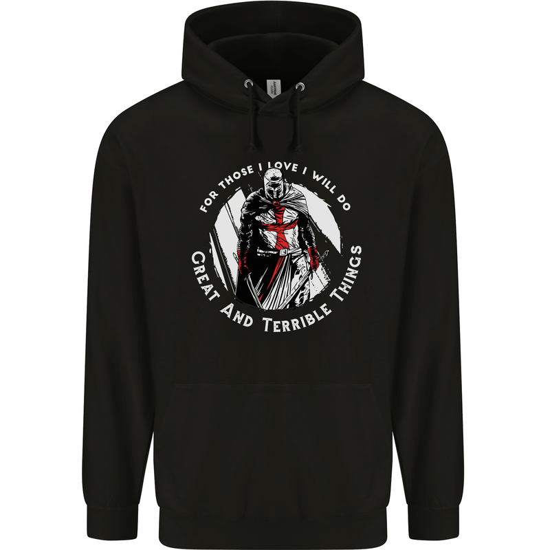 Knights Templar St. George's Father's Day Mens 80% Cotton Hoodie Black