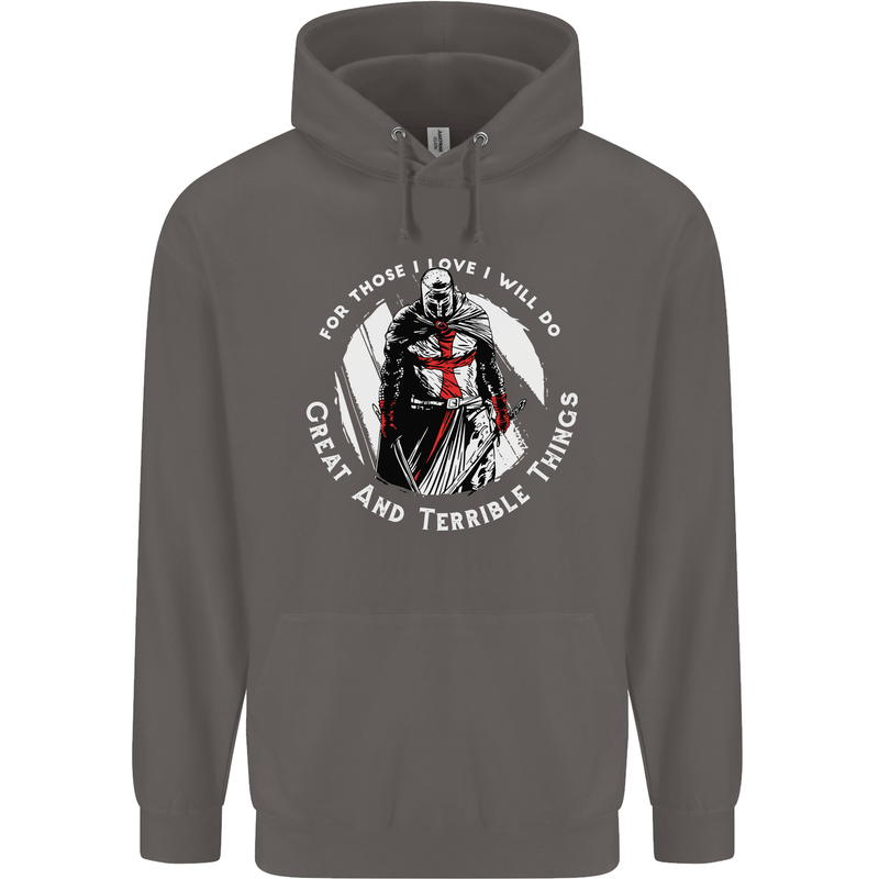 Knights Templar St. George's Father's Day Mens 80% Cotton Hoodie Charcoal