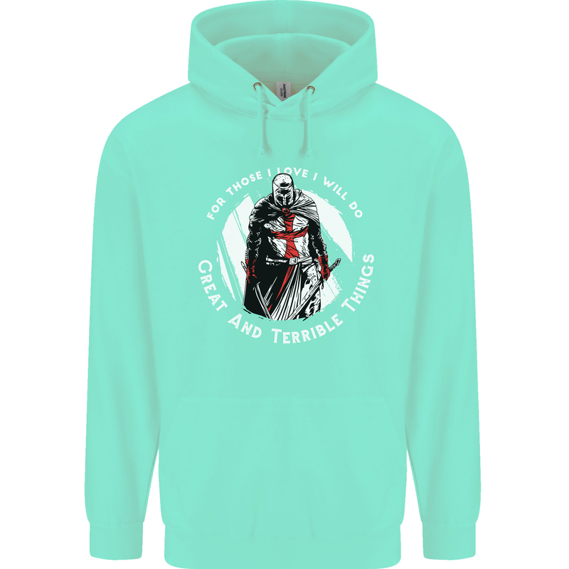 Knights Templar St. George's Father's Day Mens 80% Cotton Hoodie Peppermint