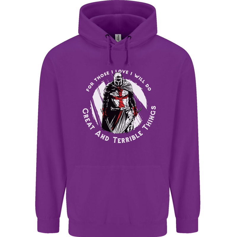 Knights Templar St. George's Father's Day Mens 80% Cotton Hoodie Purple