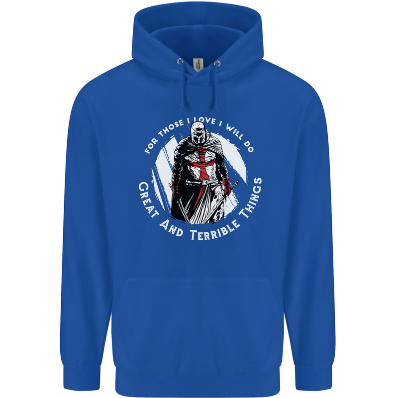 Knights Templar St. George's Father's Day Mens 80% Cotton Hoodie Royal Blue