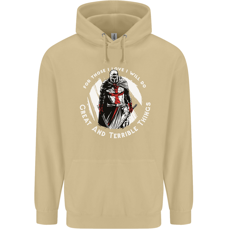 Knights Templar St. George's Father's Day Mens 80% Cotton Hoodie Sand