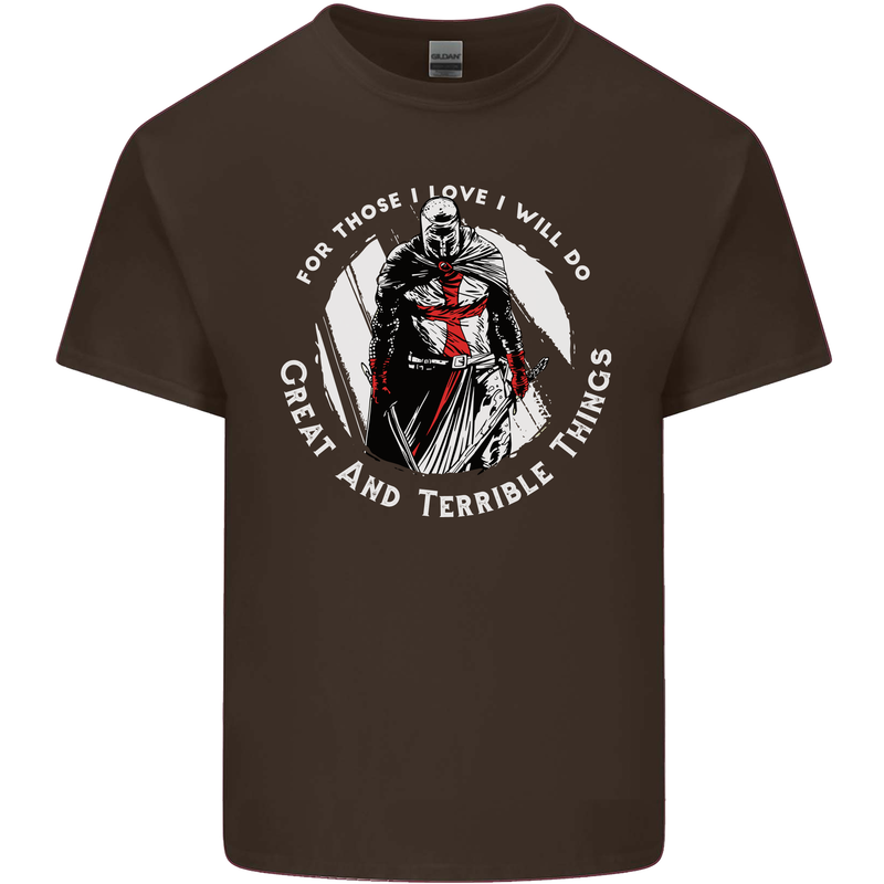 Knights Templar St. George's Father's Day Mens Cotton T-Shirt Tee Top Dark Chocolate