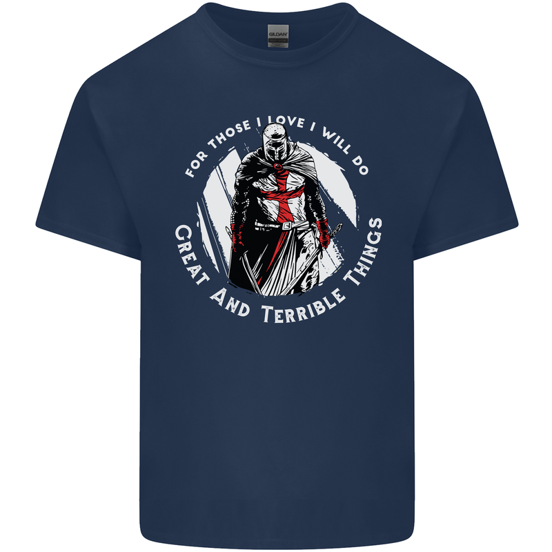 Knights Templar St. George's Father's Day Mens Cotton T-Shirt Tee Top Navy Blue