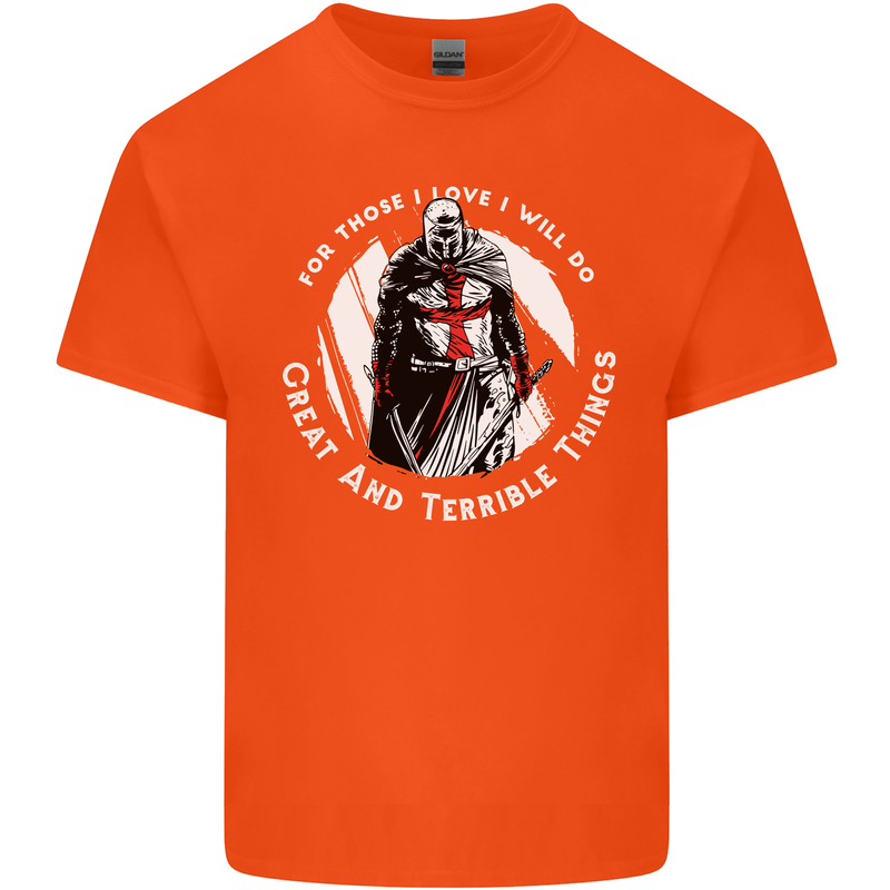 Knights Templar St. George's Father's Day Mens Cotton T-Shirt Tee Top Orange