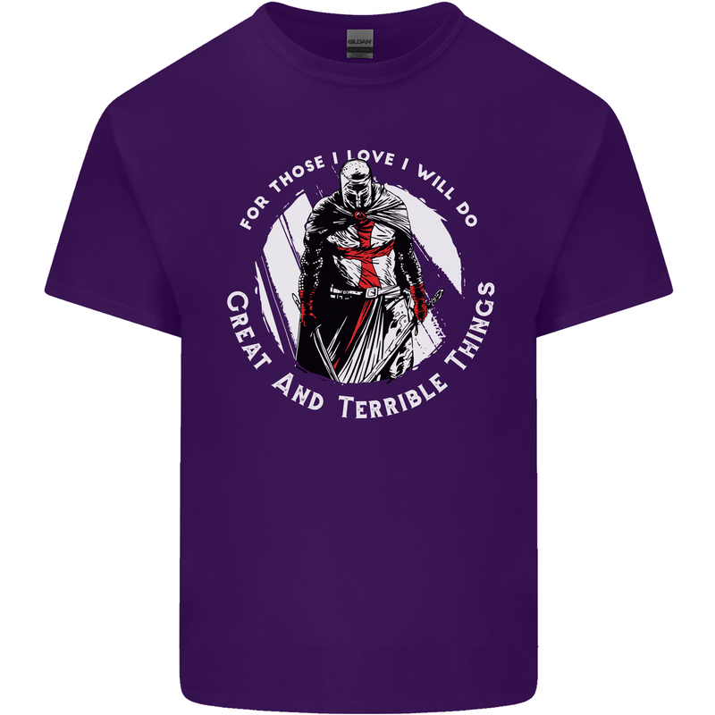 Knights Templar St. George's Father's Day Mens Cotton T-Shirt Tee Top Purple