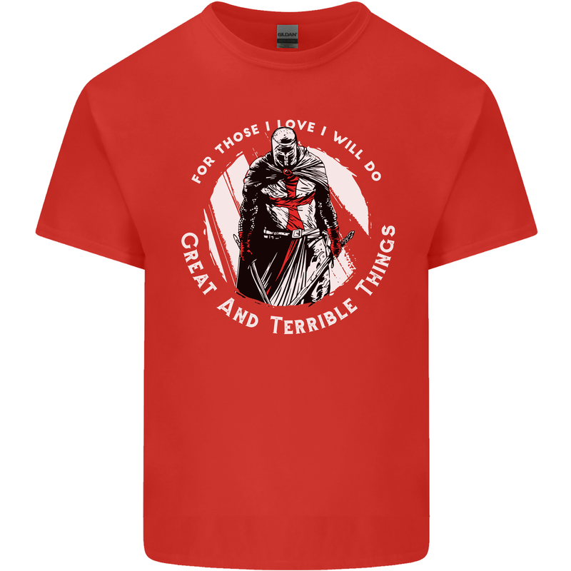 Knights Templar St. George's Father's Day Mens Cotton T-Shirt Tee Top Red