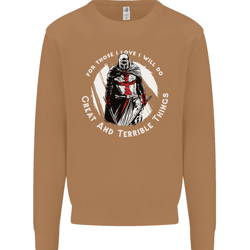 Knights Templar St. George's Father's Day Mens Sweatshirt Jumper Caramel Latte